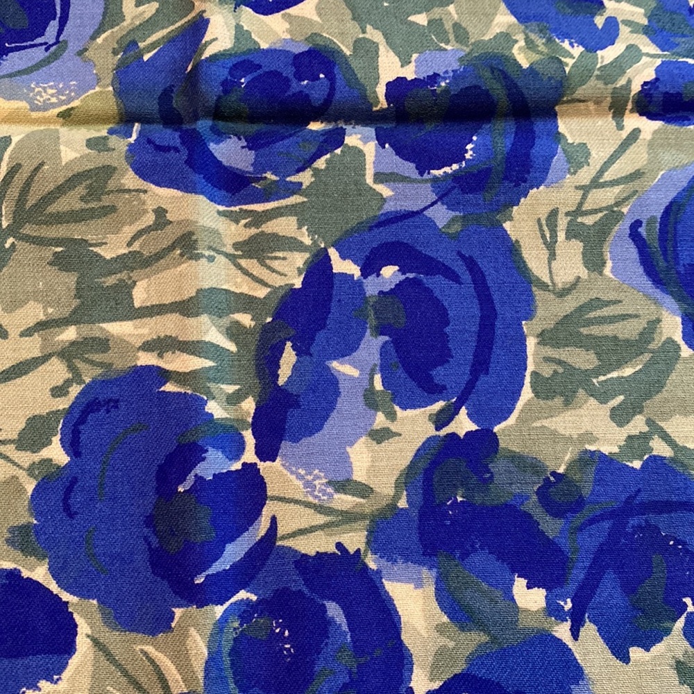 Vintage Scarves by Vera Vera Neumann Scarf with blue floral print & green leaves - Picture 7 of 14